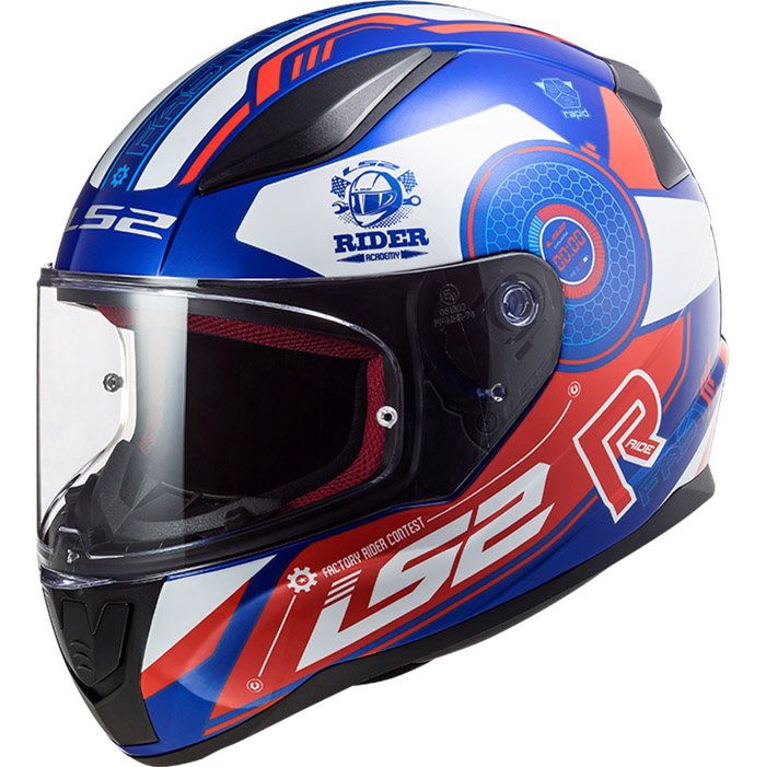 LS2 HELMETS MOTO-SCOOTER-APE CASCO BLU-ROSSO-BIANC