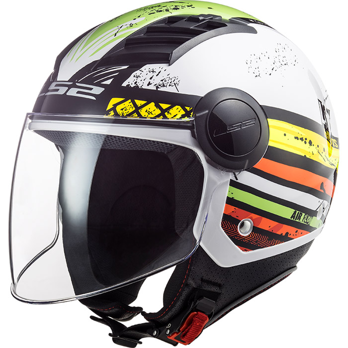 CASCO JET 2022' AIRFLOW L RONNIE' VISIERA LUNGA BIANCO VERDE MISURA XXS
