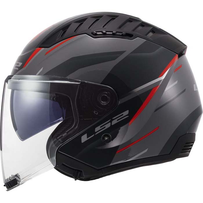 LS2 HELMETS MOTO-SCOOTER-APE CASCO GRIGIO ROSSO LU